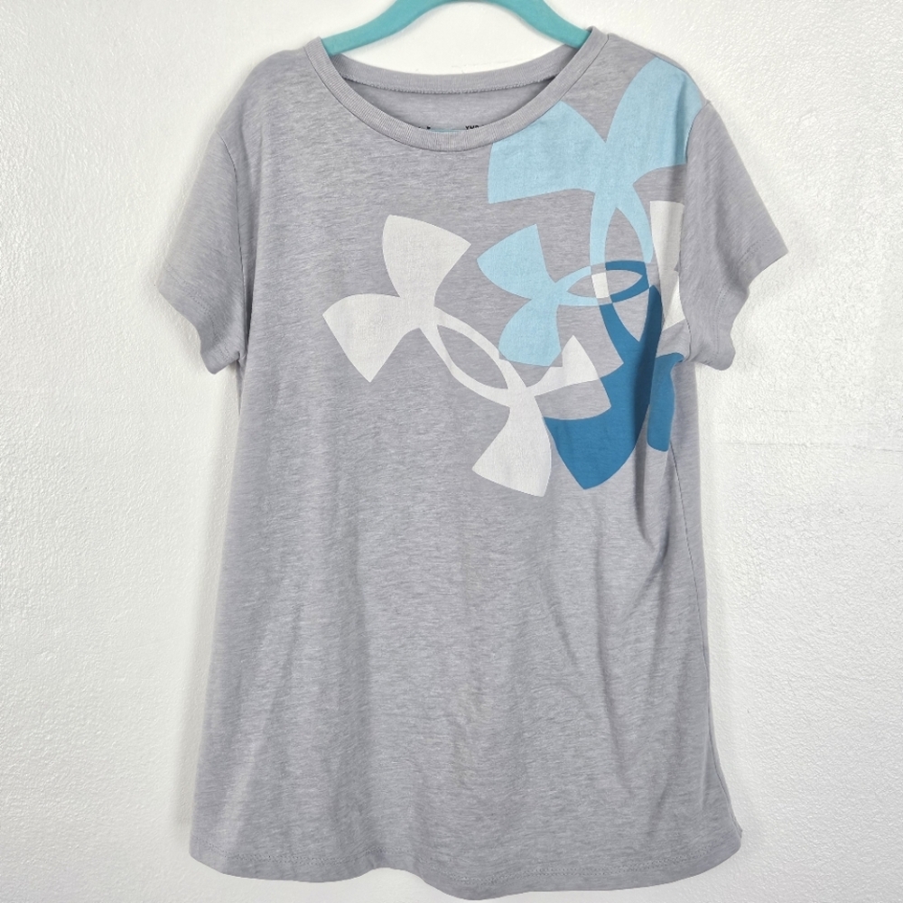 Under Armour Gray Short Sleeve Tee With Blue Size Youth Medium